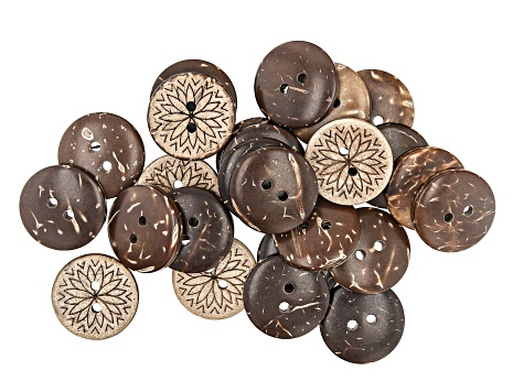 Coconut Shell Buttons 12MM 4 Holes Brown Set of 25 / Buttons for