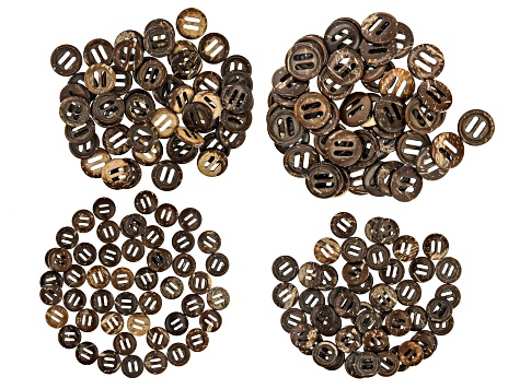 Coconut Shell Button Clasps in 4 Sizes Appx 200 Pieces Total