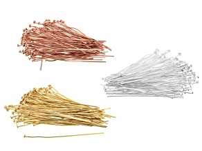 Flat Disc Headpins in Gold Tone, Rose Gold Tone and Silver Tone 300 Pieces Total