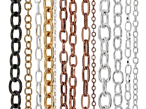 Chain Set of 13 in Assorted Styles and Tones with Lobster Style Clasp Appx 18" in length