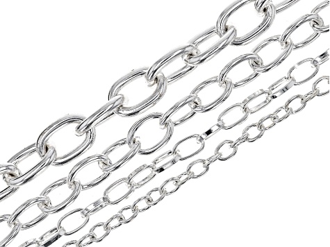 Chain Set of 13 in Assorted Styles and Tones with Lobster Style Clasp Appx 18" in length