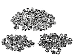Slider Bails in 3 Designs in Antiqued Silver Tone Appx 180 Pieces Total