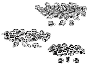 Picture of Slider Bails in 3 Designs in Antiqued Silver Tone Appx 100 Pieces Total