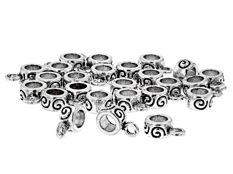 Slider Bails in 3 Designs in Antiqued Silver Tone Appx 100 Pieces Total