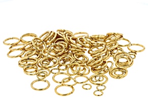 18 Karat Gold over Stainless Steel Jump Rings in 3 Sizes Appx 150 Pieces Total