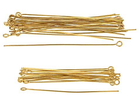 18 Karat Gold over Stainless Steel Eyepins in 2 Lengths Appx 50 Pieces