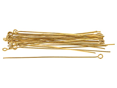 18 Karat Gold over Stainless Steel Eyepins in 2 Lengths Appx 50 Pieces