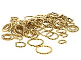 18 Karat Gold over Stainless Steel Rope Textured Jump Rings in 4 Sizes Appx 70 Pieces Total