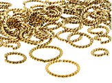 18 Karat Gold over Stainless Steel Rope Textured Jump Rings in 4 Sizes Appx 70 Pieces Total