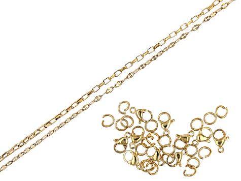 18K Gold over Stainless Steel Unfinished Chain in 2 Styles with Findings