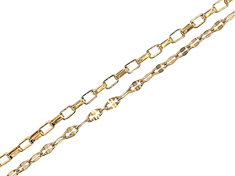18K Gold over Stainless Steel Unfinished Chain in 2 Styles with Findings