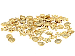18K Gold over Stainless Steel Flower Shaped Bead Caps in 3 Designs Appx 90 Pieces Total