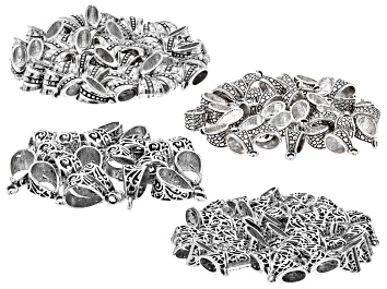 Picture of Tapered Bails Kit in 4 Styles in Antiqued Silver Tone Appx 155 Pieces Total
