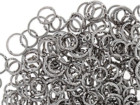 Rope Texture Round Bead Frames in 3 Sizes in Silver Tone Appx 400 Pieces
