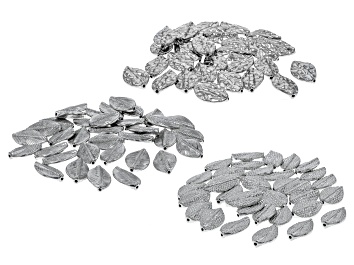 Picture of Twisted Leaf Design Tube Beads in 3 Designs in Silver Tone Appx 100 Pieces Total
