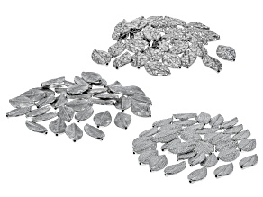 Twisted Leaf Design Tube Beads in 3 Designs in Silver Tone Appx 100 Pieces Total