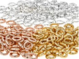 Hammered Design Jump Rings Appx 4mm in Silver Tone, Gold Tone, and Rose Tone Appx 300 Pieces Total