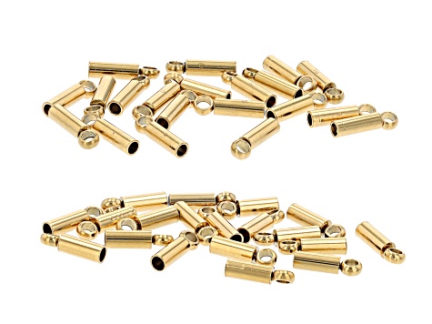 18K Gold over Stainless Steel End Caps in 2 Sizes Appx 40 Pieces Total