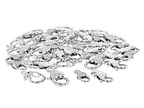 Designer Lobster Style Clasps in 4 Styles in Silver Tone Appx 40 Pieces Total