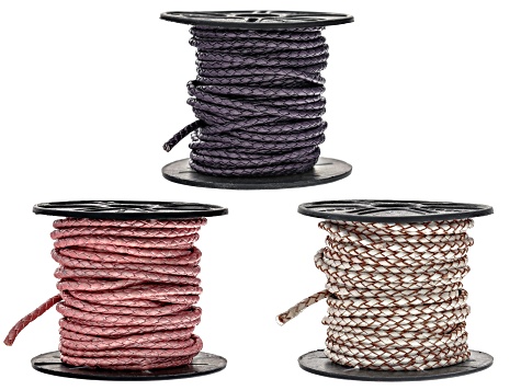 Metallic Mystic Pink, Metallic Pearl, and Metallic Berry appx 3mm Round Bolo Cord Appx 30M Total
