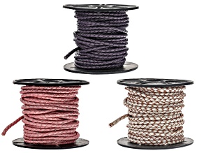 Metallic Mystic Pink, Metallic Pearl, and Metallic Berry appx 3mm Round Bolo Cord Appx 30M Total