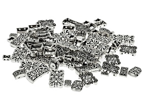 Antiqued Silver Tone Connectors in 6 Styles appx 100 Pieces Total