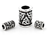 Antiqued Silver Tone Celtic Inspired Tubes in 3 Sizes with Large Hole 120 Pieces Total