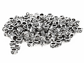 Antiqued Silver Tone Bails appx 12.5x4.5mm Round Swirl appx 200 Pieces Total