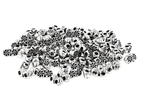 Antiqued Silver Tone appx9.2x4.6x3.6mm Two Row Large Hole Flower Bead Spacers appx 100