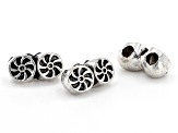 Antiqued Silver Tone appx9.2x4.6x3.6mm Two Row Large Hole Flower Bead Spacers appx 100