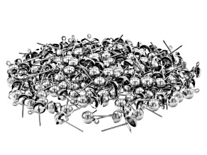 Stainless Steel Half Ball Stud appx 6mm Earring Findings with Jump Ring appx 200 Pieces Total