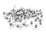 Stainless Steel Ball Earring Studs with appx 6mm Bail & Round Disc Earring Back appx 60 Pieces Total
