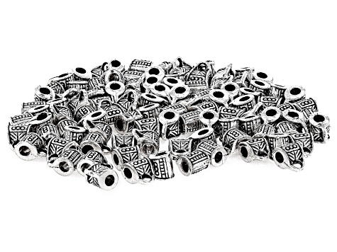 Antiqued Silver Tone Bail Bead in 5 Styles with Large Hole appx 300 Pieces Total