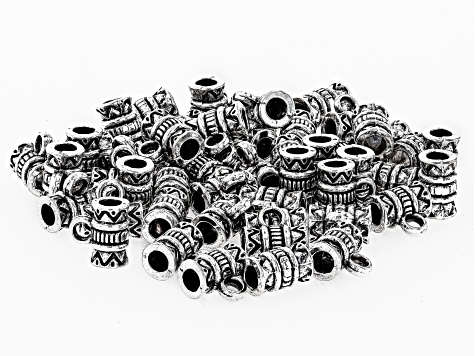 Antiqued Silver Tone Bail Bead in 5 Styles with Large Hole appx 300 Pieces Total