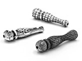 Antiqued Silver Tone Tube Beads in 3 Styles appx 50 Pieces Total
