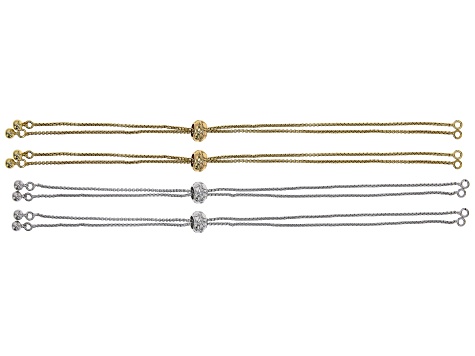 Sliding Bracelet or Necklace Component appx 6" in length in 2 Tones 4 Pieces Total