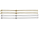 Sliding Bracelet or Necklace Component appx 6" in length in 2 Tones 4 Pieces Total