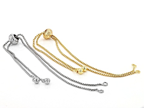 Sliding Bracelet or Necklace Component appx 6" in length in 2 Tones 4 Pieces Total