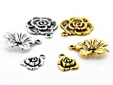 Flower Dangle Kit in 8 Styles in Antiqued Silver and Gold Tone 120 Pieces Total