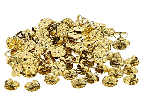 18k Gold Plated Stainless Steel Flower X-Large Earring Backs Set of 100  appx 10.3mm - JMKIT17405