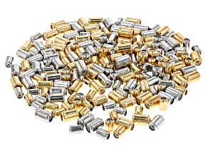 Brass Sliding Clasp Silicone Barrel Shape Beads in Silver and Gold Tone appx 4 Sizes appx 200 Pieces