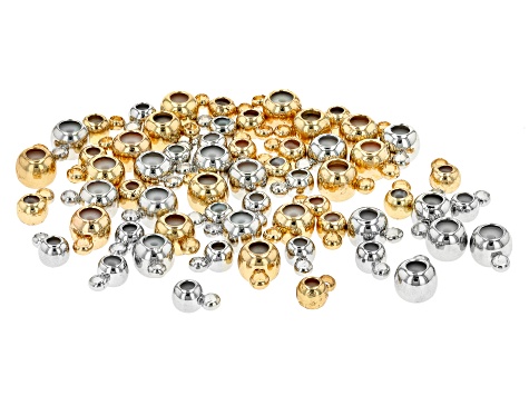 Brass Silicone Slider Bail with Closed Ring in Gold & Silver Tone in 2 Sizes appx 60 Pieces Total