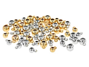 Brass Silicone Slider Bail with Closed Ring in Gold & Silver Tone in 2 Sizes appx 60 Pieces Total