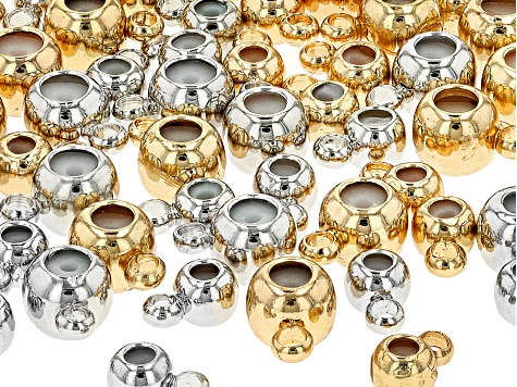 Brass Silicone Slider Bail with Closed Ring in Gold & Silver Tone in 2 Sizes appx 60 Pieces Total