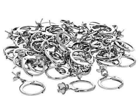 Stainless Steel Round Leaver Back Earring Components with Tulip Cup & Peg appx 50 Pieces