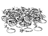 Stainless Steel Round Leaver Back Earring Components with Tulip Cup & Peg appx 50 Pieces