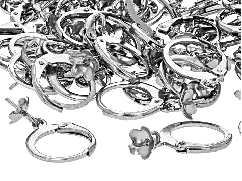 Stainless Steel Round Leaver Back Earring Components with Tulip Cup & Peg appx 50 Pieces
