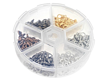 Picture of Lobster Clasp appx 10mm in 6 Tones With Plastic Storage Container appx 241 pieces total