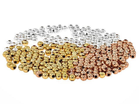 Ball Beads 300 Pieces in Silver Toned, Gold Toned and Rose Gold Toned 100 of Each