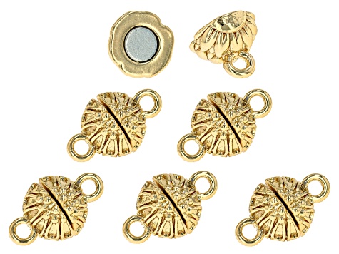 Brass Round Assorted Flower Magnetic Clasps in Gold Tone appx 2-6mm 6 Pieces Total